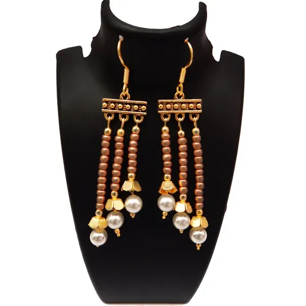 Copper_Color_Glass_Seed_Beaded_With_Pearl_Earrings_For_Women