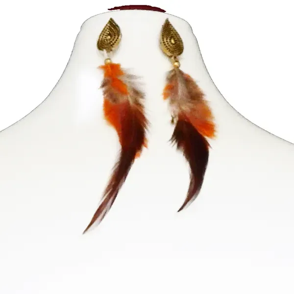 Multicolor_Multi_Shade_Feather_Hanging_Metal_Stud_Earrings_For_Women