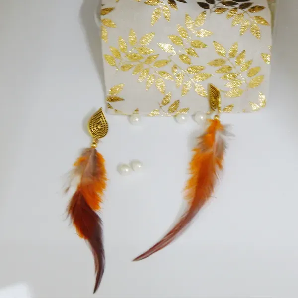 Multicolor_Multi_Shade_Feather_Hanging_Metal_Stud_Earrings_For_Women