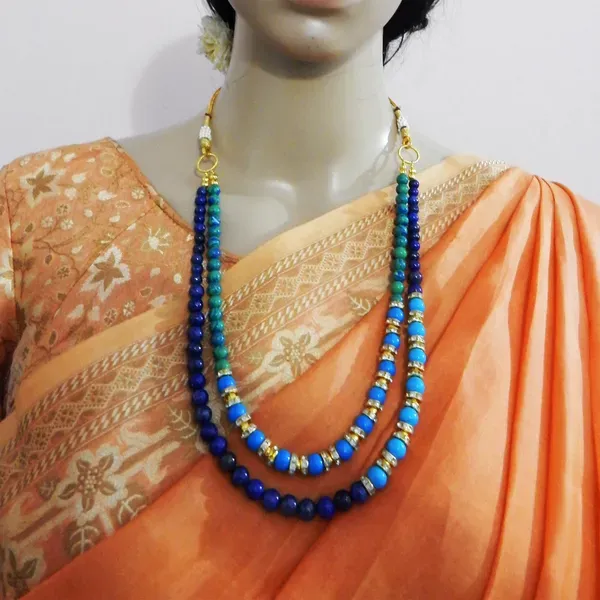 Blue_Gemstone_Shade_Beads_Two_Lines_Necklace_For_Women