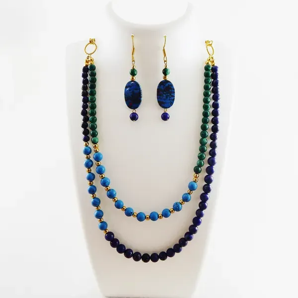 Blue_Gemstone_Shade_Beads_Two_Lines_Necklace_For_Women