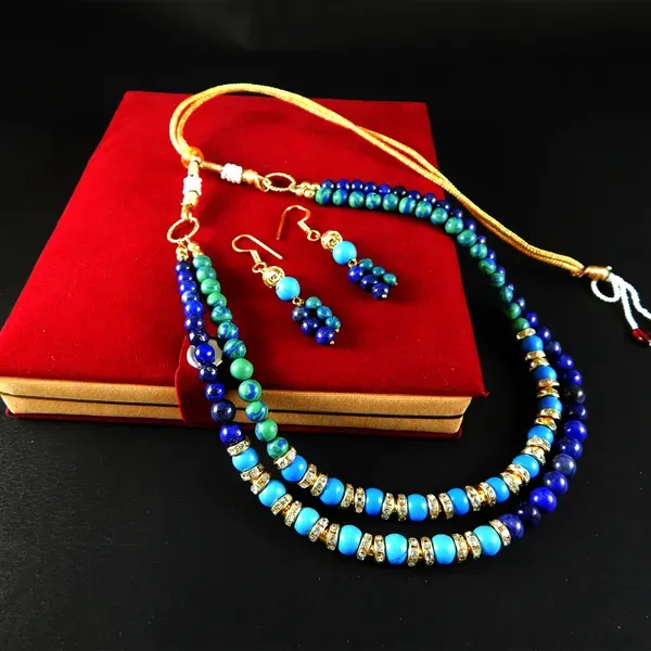 Blue_Gemstone_Shade_Beads_Two_Lines_Necklace_For_Women