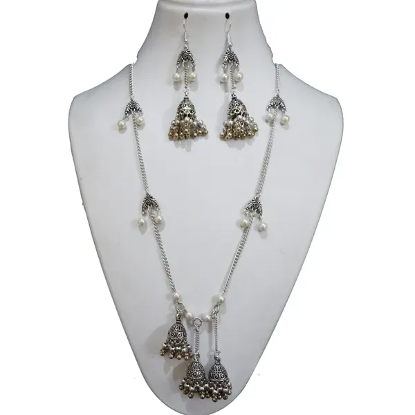 Silver_Metal_Chain_With_Jhumka_Fancy_Necklace_For_Women
