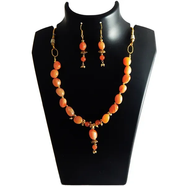 Orange_Gemstone_Carnelian_Tumble_Beads_Necklace_For_Women