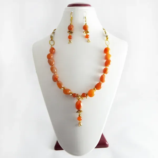 Orange_Gemstone_Carnelian_Tumble_Beads_Necklace_For_Women