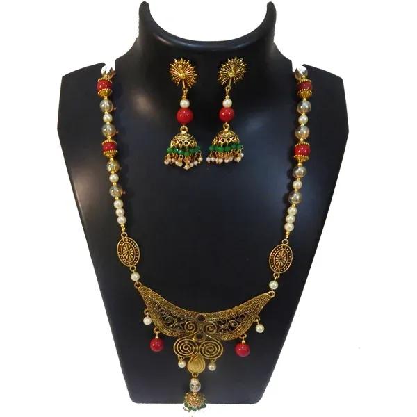 Yellow_Synthetic_Pearl_With_Big_Pendant_Fancy_Necklace_For_Women