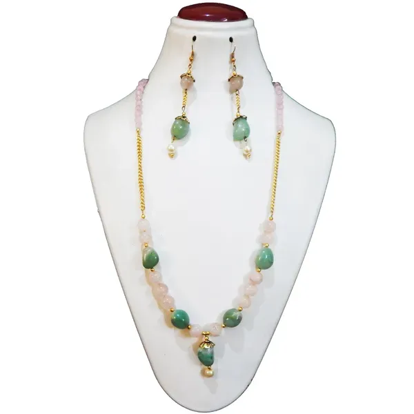 Green_Gemstone_Aventurine_Tumble_Rose_Quartz_Beads_Necklace_For_Women