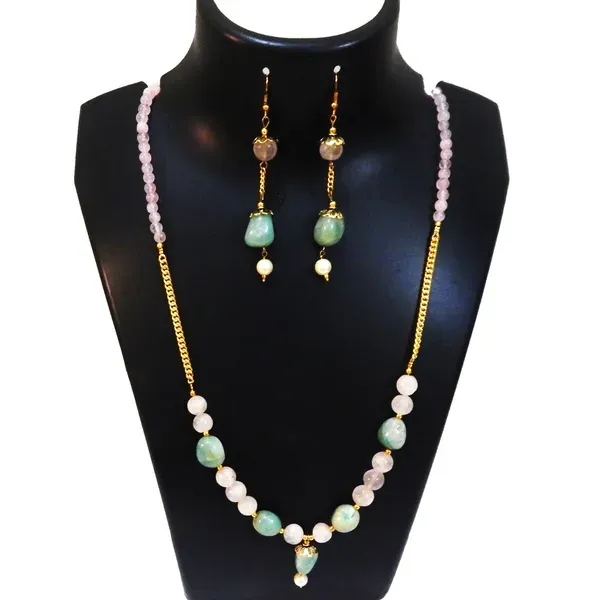 Green_Gemstone_Aventurine_Tumble_Rose_Quartz_Beads_Necklace_For_Women