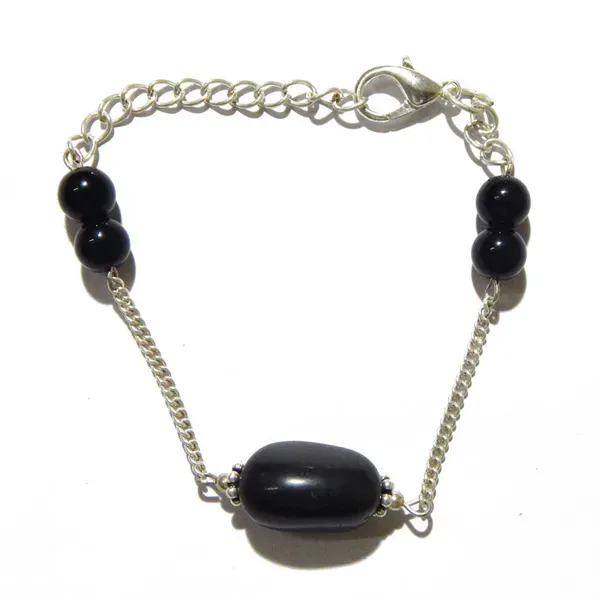 Black_Gemstone_Agate_Tumble_Beads_Chain_Bracelet_For_Women