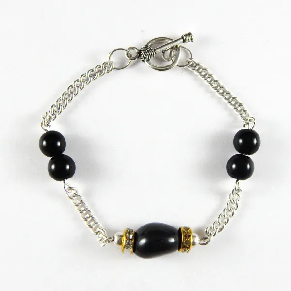 Black_Gemstone_Agate_Tumble_Beads_Chain_Bracelet_For_Women