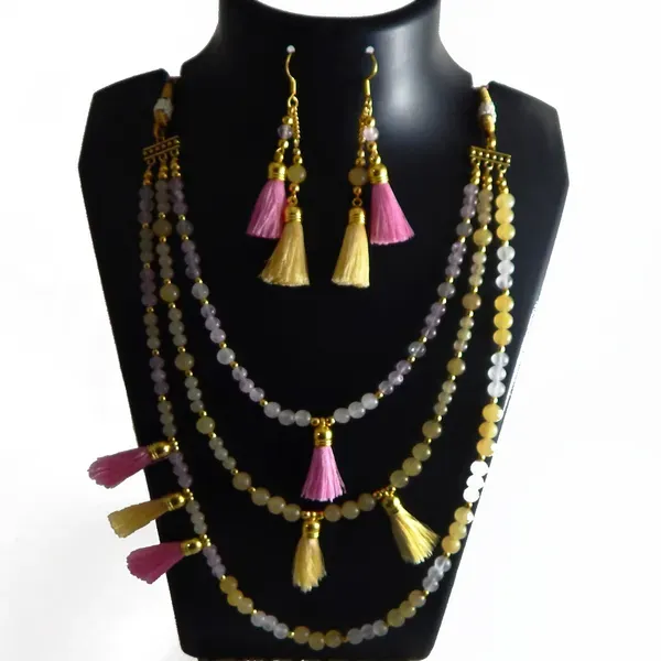 Multicolor_Gem_Stone_Rose_Quartz_Beads_Fancy_Necklace_For_Women