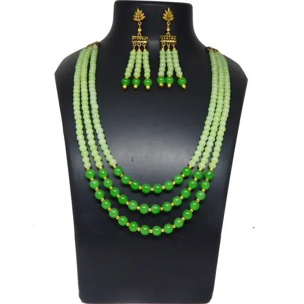 Green_Glass_Beads_Three_Line_Necklace_For_Women