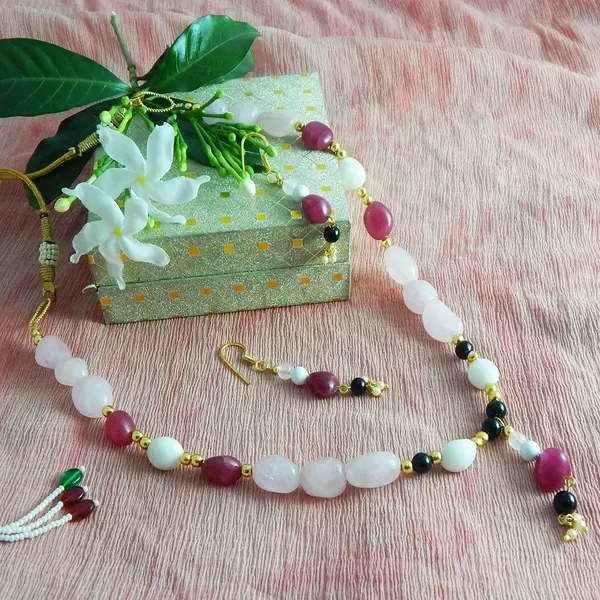 Multicolor_Gem_Tumble_Rose_Quartz_Ruby_Stone_Necklace_For_Women