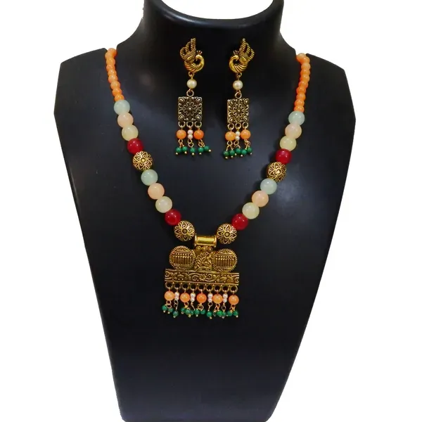 Multicolor_Glass_Beads_With_Metal_Pendant_Necklace_For_Women