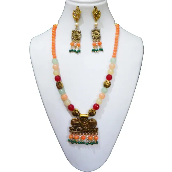 Multicolor_Glass_Beads_With_Metal_Pendant_Necklace_For_Women