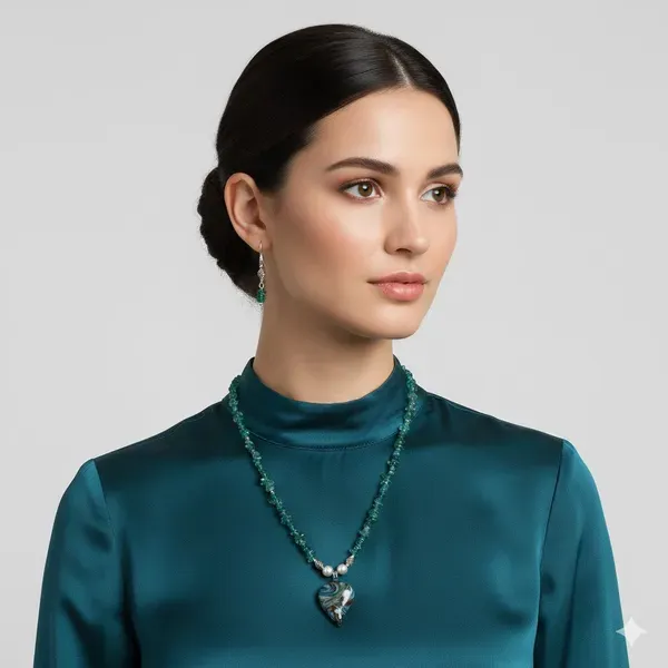 Green_Gem_Stone_Aventurine_Chips_With_Glass_Pendant_Neclace_For_Women
