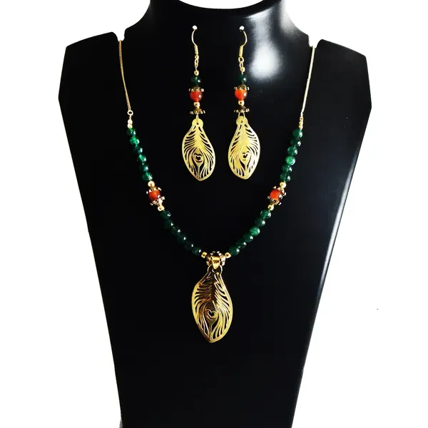 Gold_Gemstone_Beads_Polish_Silver_Pendant_Jewelry_For_Women