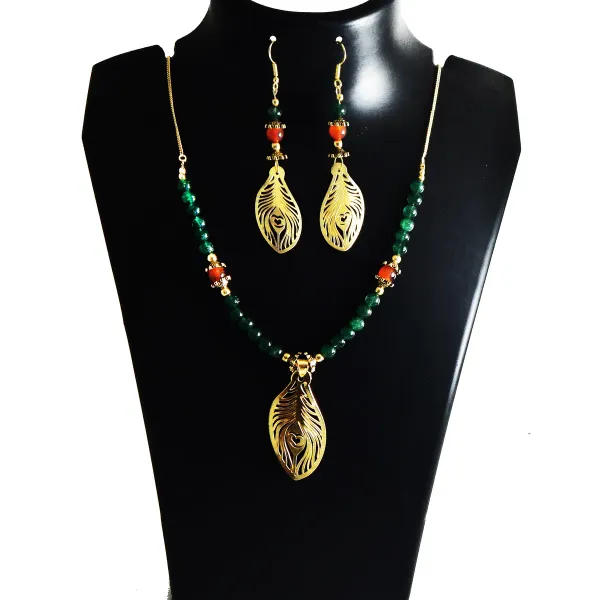 Gold_Gemstone_Beads_Polish_Silver_Pendant_Jewelry_For_Women