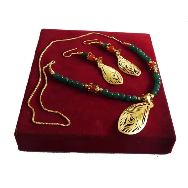 Gold_Gemstone_Beads_Polish_Silver_Pendant_Jewelry_For_Women
