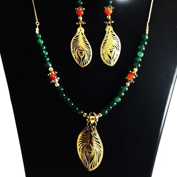 Gold_Gemstone_Beads_Polish_Silver_Pendant_Jewelry_For_Women