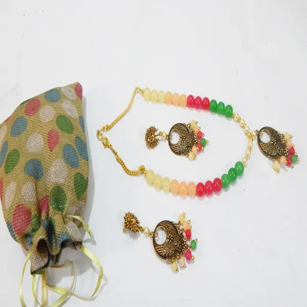 Multicolor_Glass_Beads_Metal_Pendant_Necklace_For_Women
