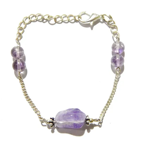 Purple_Gemstone_Amethyst_Tumble_Beads_Chain_Bracelet_For_Women