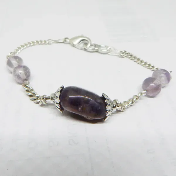 Purple_Gemstone_Amethyst_Tumble_Beads_Chain_Bracelet_For_Women