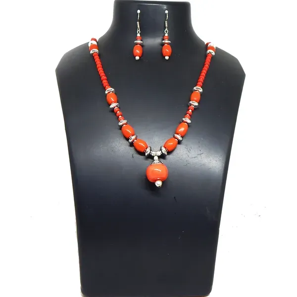 Brown_Red_Coral_Glass_Beads_Fancy_Necklace_For_Women