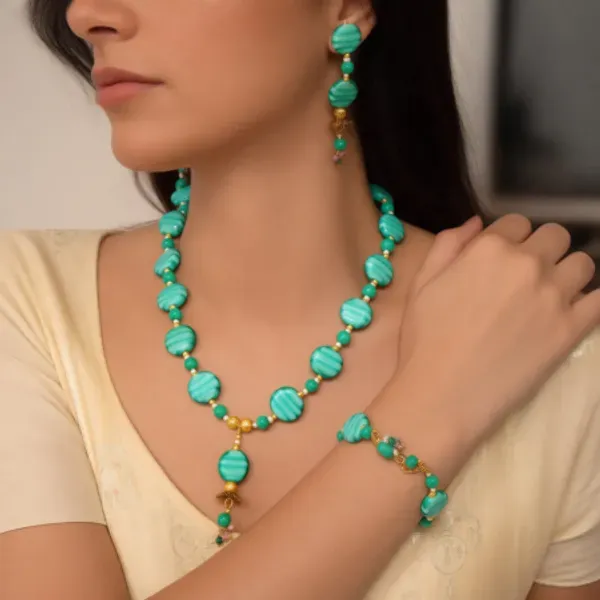 Sea_Green_Fancy_Lampwork_Glass_Beads_Necklace_For_Women