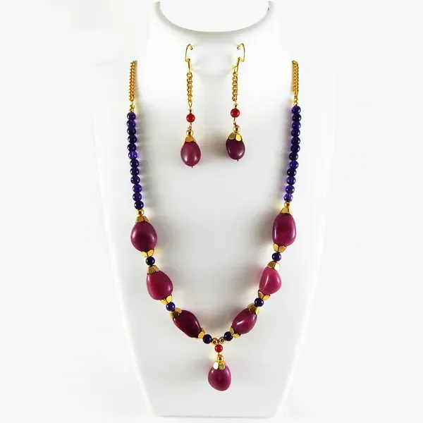 Multicolor_Gemstone_Amethist_Ruby_Tumble_Beads_Necklace_For_Women