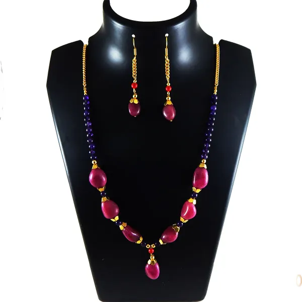 Multicolor_Gemstone_Amethist_Ruby_Tumble_Beads_Necklace_For_Women