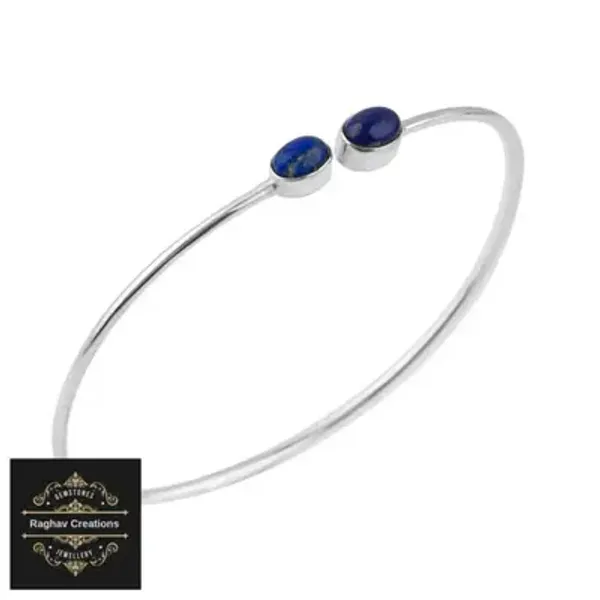 Silver_Lapis_lazuli_Gem_Stone_Bangle_For_Women