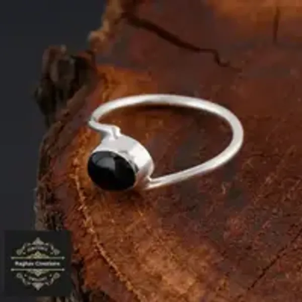 Natural_Black_Onyx_Gem_Stone_Silver__Ring_For_Unisex