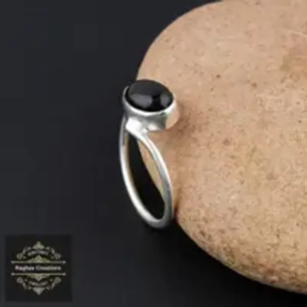 Natural_Black_Onyx_Gem_Stone_Silver__Ring_For_Unisex