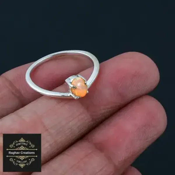 Natural__Opal_Gem_Stone_Silver__Ring_For_Unisex