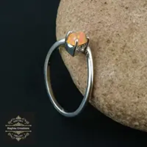 Natural__Opal_Gem_Stone_Silver__Ring_For_Unisex