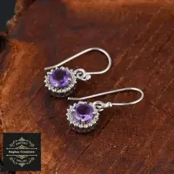 Natural_Amethyst_Gem_Stone_Silver__Cluster_Set_(_Ring,_Earring,Pendent)_For_Women
