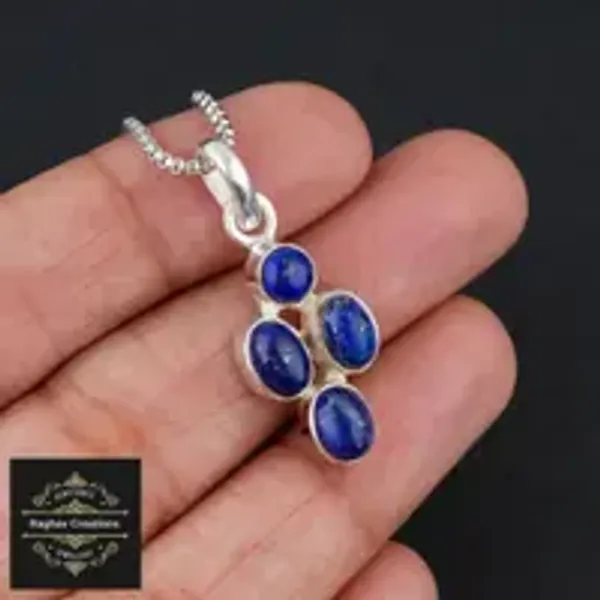 Lapis_lazuli_Natural_Gem_Stone_Silver__Pendent_For_Women