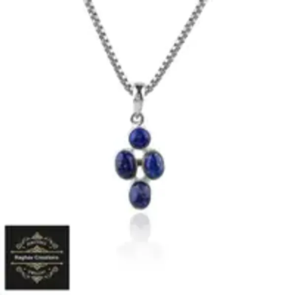 Lapis_lazuli_Natural_Gem_Stone_Silver__Pendent_For_Women