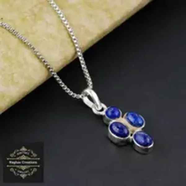 Lapis_lazuli_Natural_Gem_Stone_Silver__Pendent_For_Women