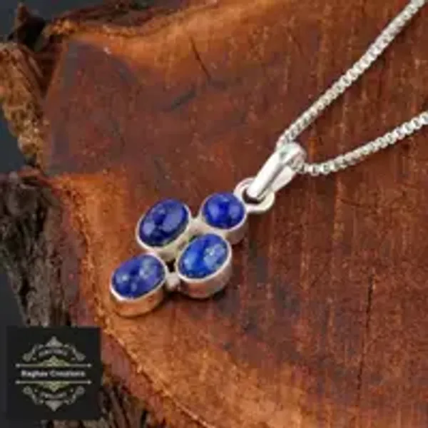 Lapis_lazuli_Natural_Gem_Stone_Silver__Pendent_For_Women