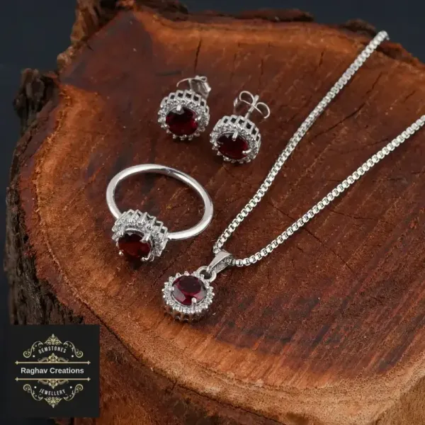 Garnet_Natural_Gem_Stone_Silver_Cluster_Set_(_Ring,_Earring,Pendent)_For_Women