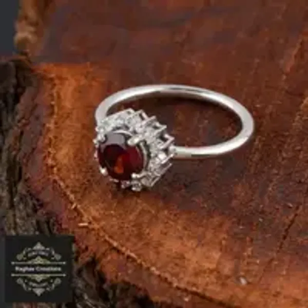 Garnet_Natural_Gem_Stone_Silver_Cluster_Set_(_Ring,_Earring,Pendent)_For_Women