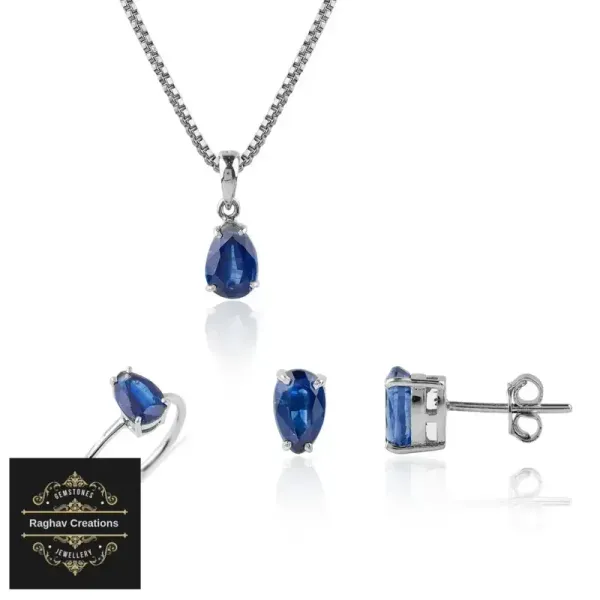 Natural_Kynite_Gem_Stone_Silver__Cluster_Set_(_Ring,_Earring,Pendent)_For_Women