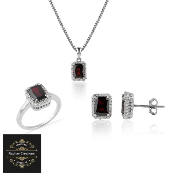 Natural_Garnet_Gem_Stone_Silver_Cluster_Set_(_Pendent_Ring_Tops_)_For_Women
