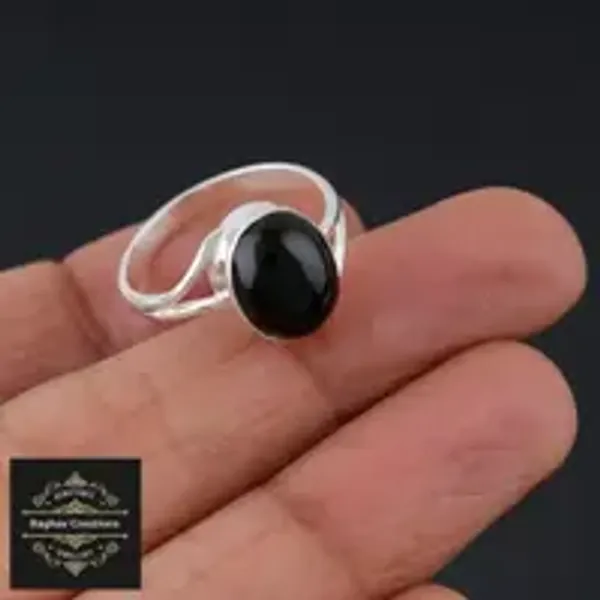 Natural__Black_Onyx_Gem_Stone_Silver_Ring_For_Unisex