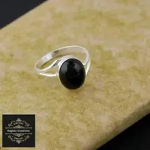 Natural__Black_Onyx_Gem_Stone_Silver_Ring_For_Unisex