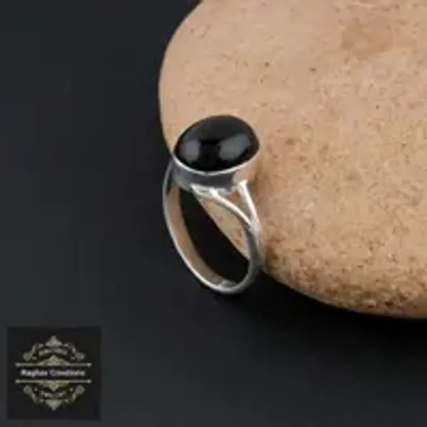 Natural__Black_Onyx_Gem_Stone_Silver_Ring_For_Unisex