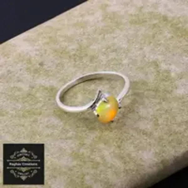 Natural__Opal_Gem_Stone_Silver__Ring_For_Unisex
