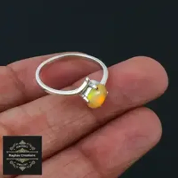 Natural__Opal_Gem_Stone_Silver__Ring_For_Unisex